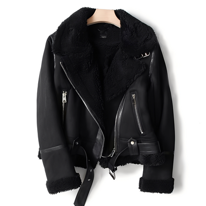 Veste en cuir pour femme coupe daim tendance