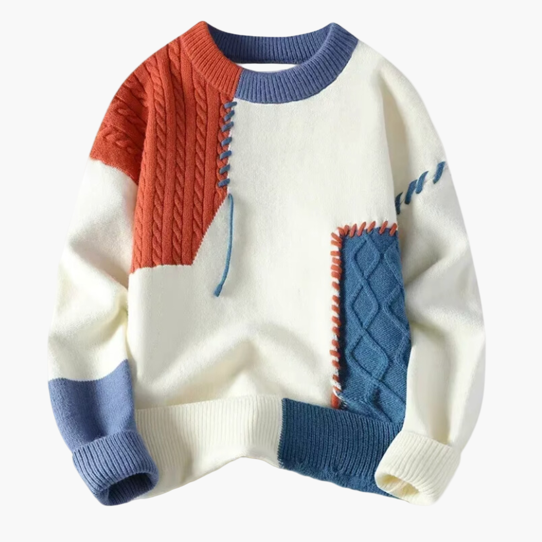 Pull en tricot pour homme Patchwork Moderne Tendance Automne Hiver