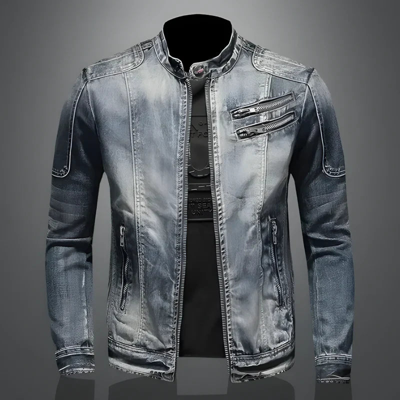 Veste en cuir et jean rétro pour homme