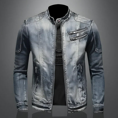 Veste en cuir et jean rétro pour homme