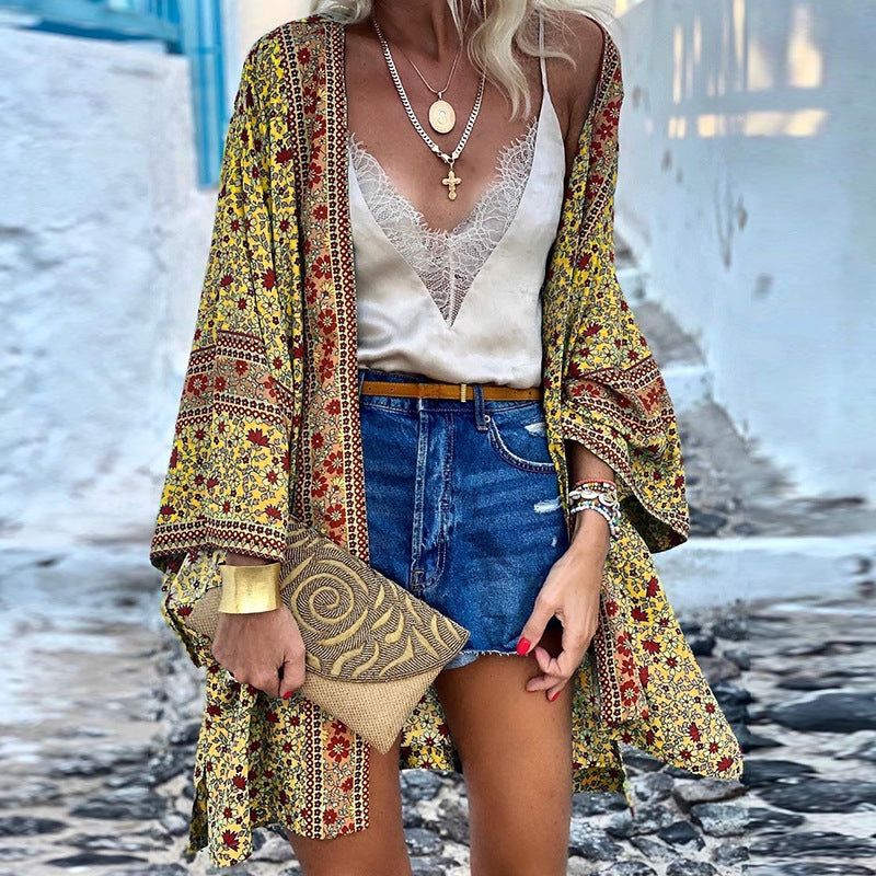 Cardigan Boho élégant Femme Motif Tendance