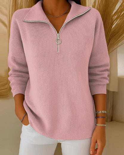Écharpe pour femme avec demi-fermeture éclair devient : Pull à col en V pour femme