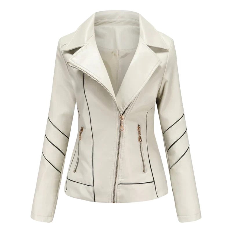 Blouson en cuir élégant pour femme, coupe ajustée