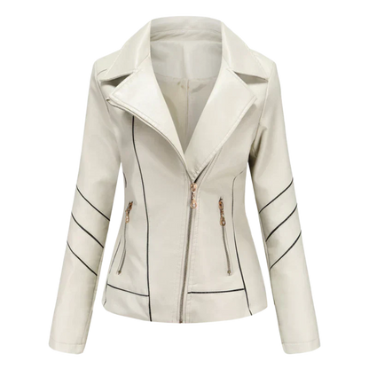 Blouson en cuir élégant pour femme, coupe ajustée
