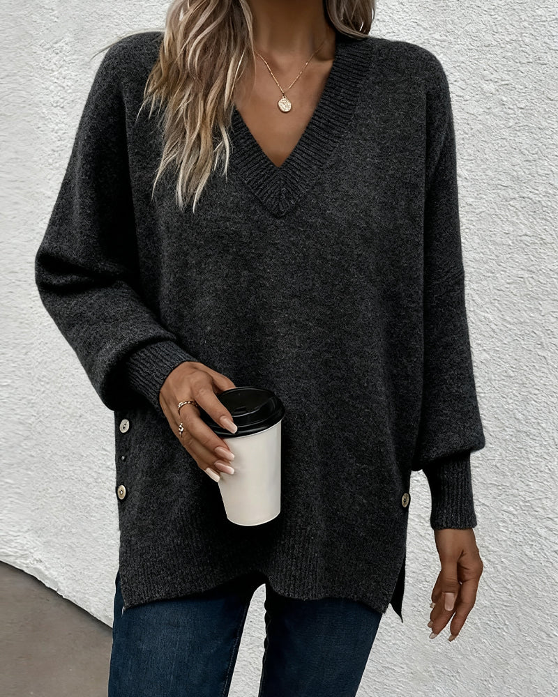 Robe élégante col en V bavette