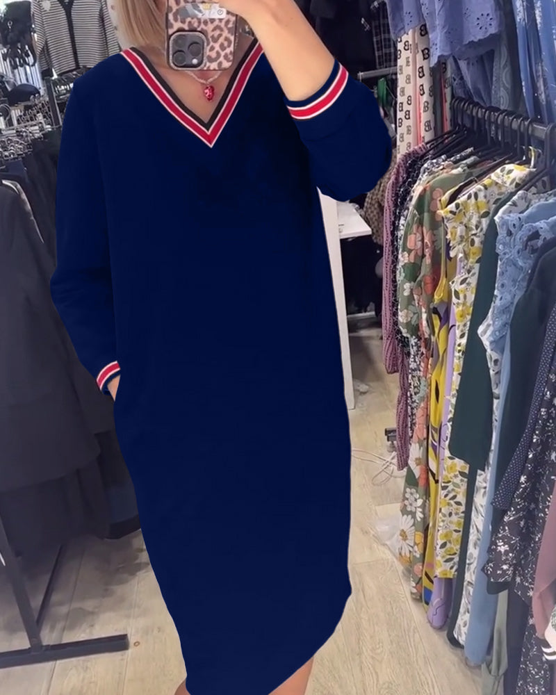 Robe Femme Col V Avec Poches