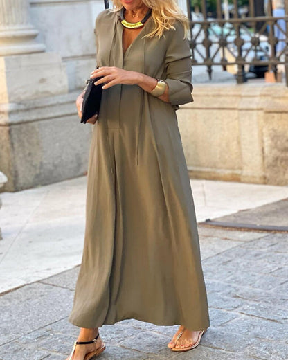 Robe élégante femme unie à manches longues