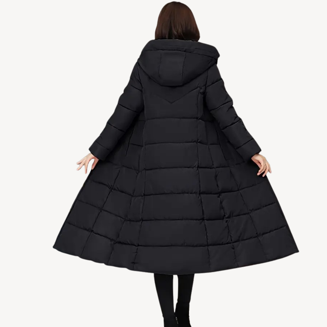 Damen Puffermantel Lang Kapuze Warm - IdealeKleiden