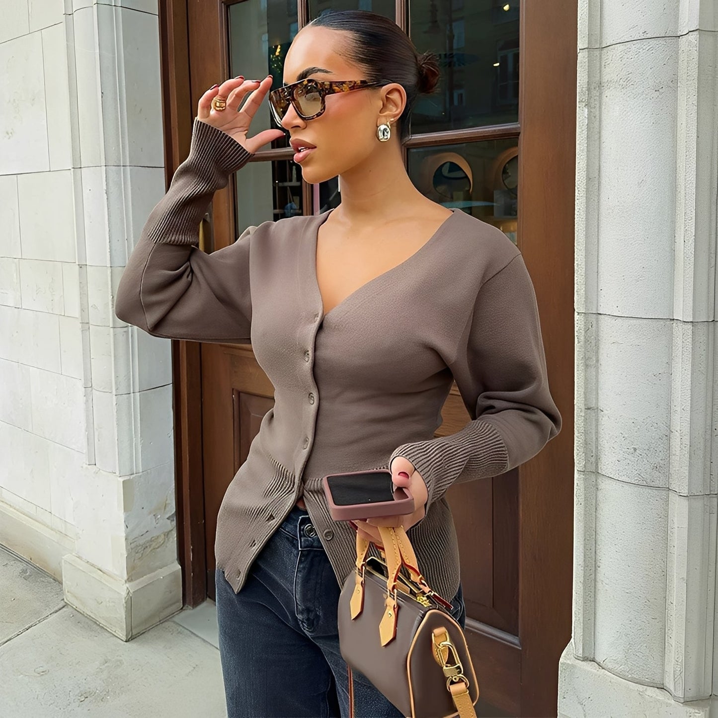 Cardigan-manteau femme élégant et ajusté