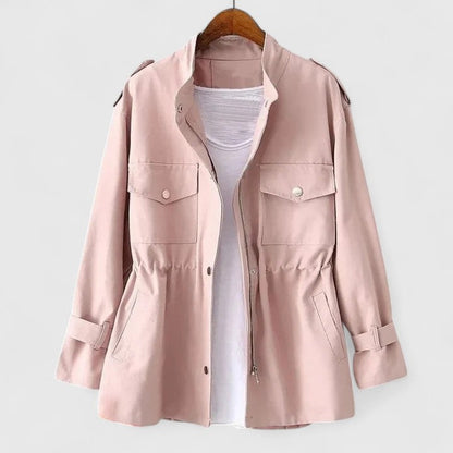 Damen Safari-Mantel Langarm Elegant - IdealeKleiden