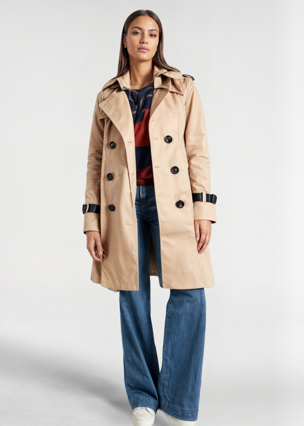 Élégant Manteau Trench Croisé pour Femme