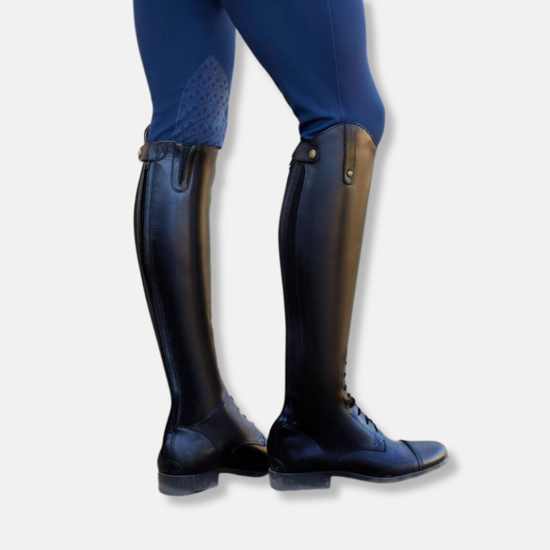 Lange Reitstiefel Leder Knielang Schnürung - IdealeKleiden