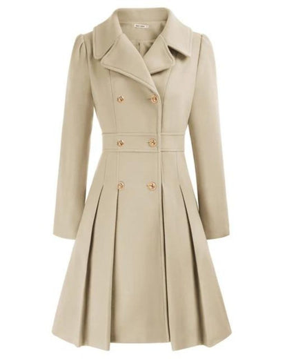 Élégant manteau en laine pour femme, jupe plissée