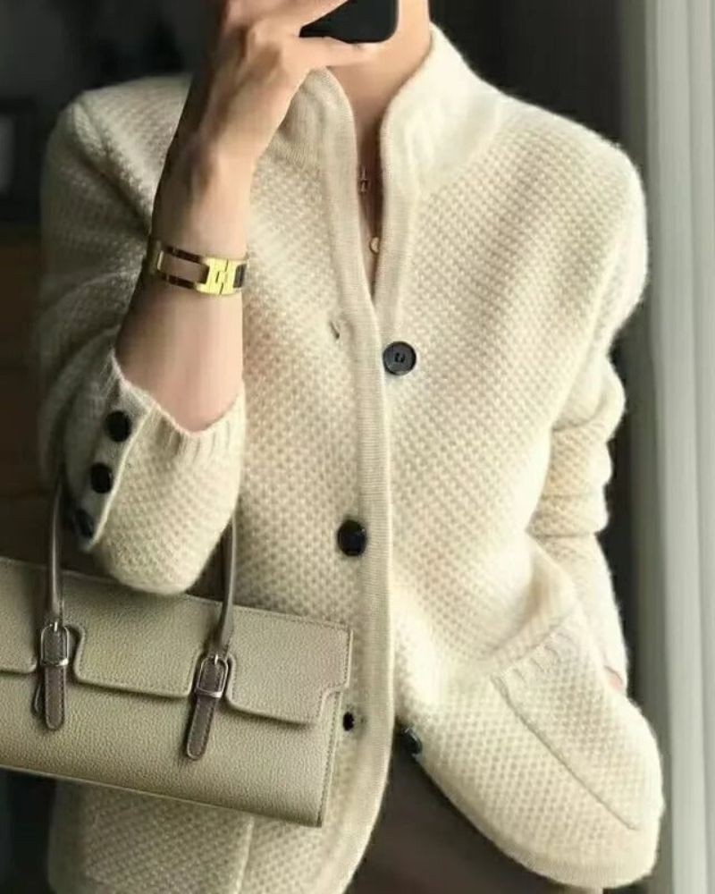Damen Wollpulloverjacke Warm & Bequem - IdealeKleiden
