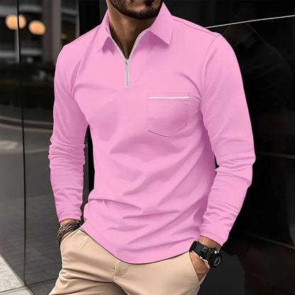 Polo manches longues zippé homme style moderne