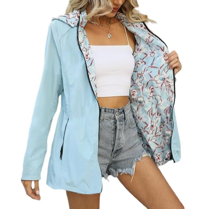 Praktische Outdoorjacke mit Kapuze und Trendmuster - IdealeKleiden