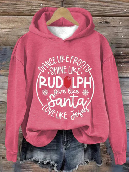 Weihnachts-Hoodie Frau Festlich Rot - IdealeKleiden
