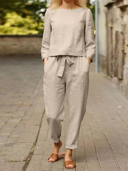 Ensemble de sport pour femme – Haut à manches longues et pantalon taille haute
