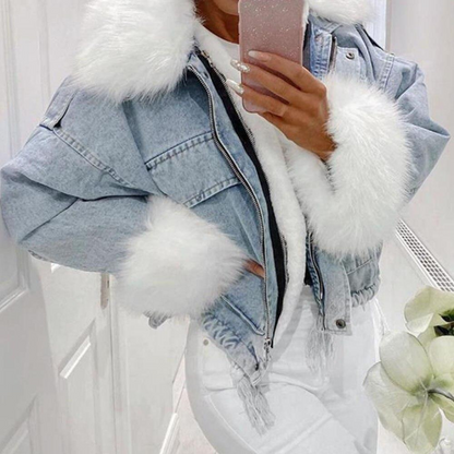 Doudoune stylée en jean pour femme