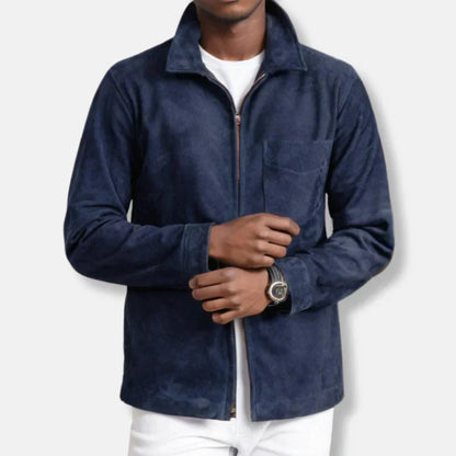 Emil - Blouson en cuir slim fit col montant moderne