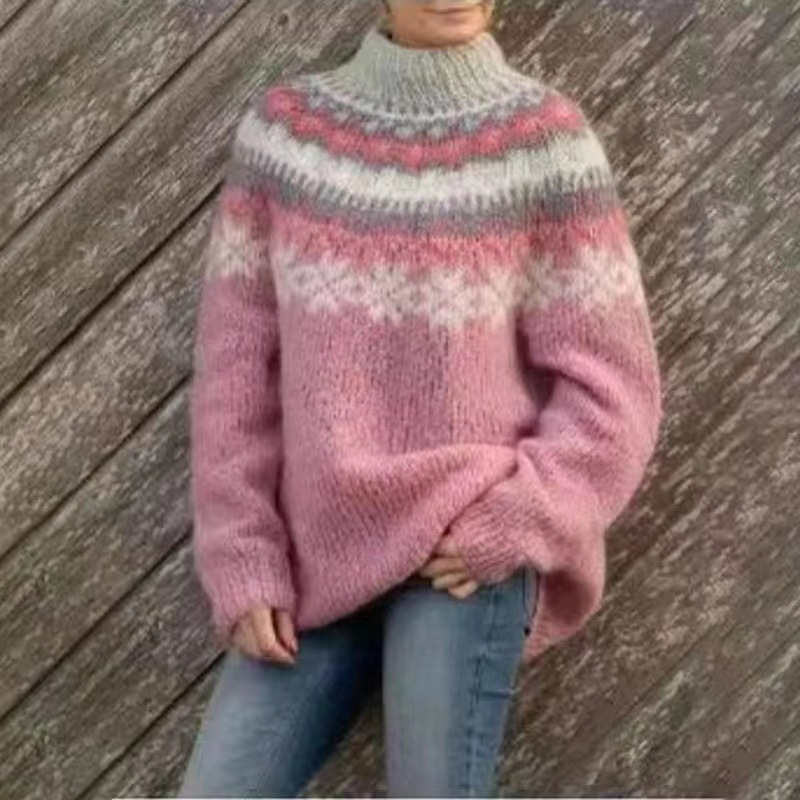 Retro Pullover Ethno Style Rundhals - IdealeKleiden
