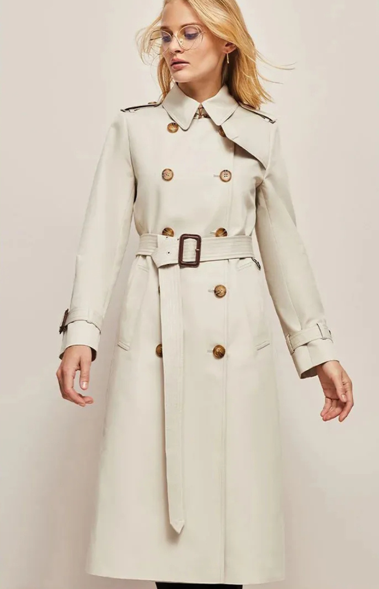 Élégant Manteau long femme Col revers
