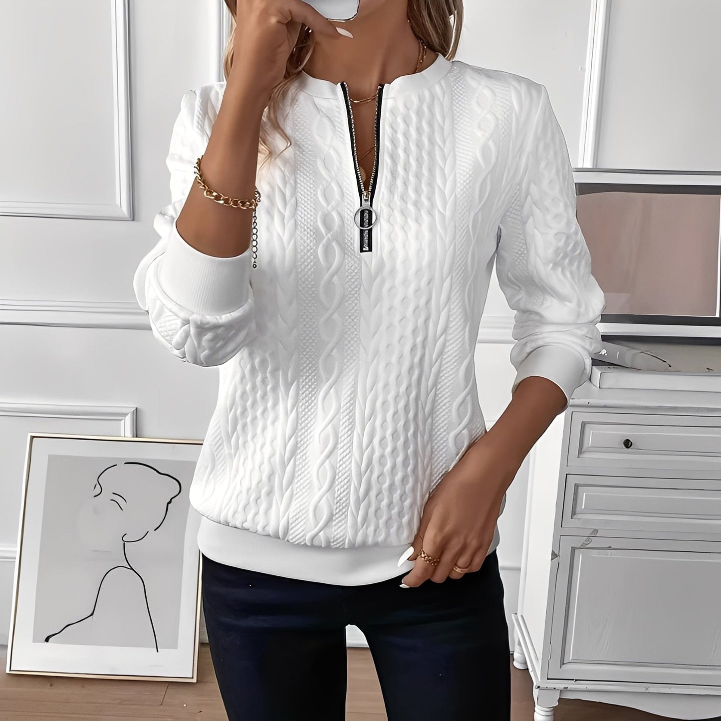 Haut court pour femme en maille zippé Tendance