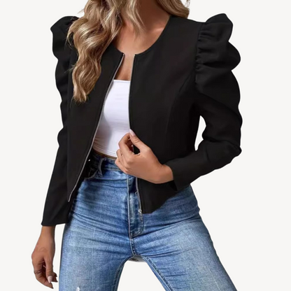 Veste femme élégante Manches bouffantes Zip