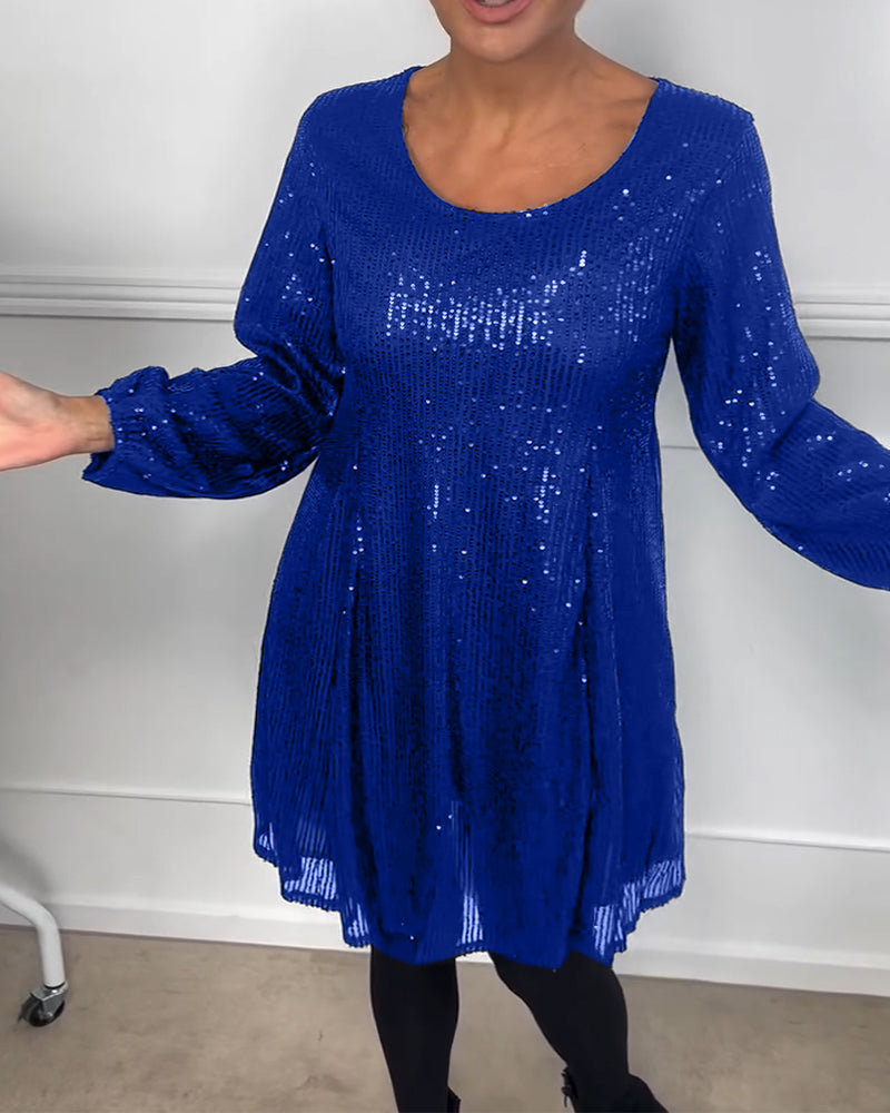 Robe de soirée élégante à sequins coupe trapèze