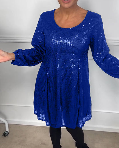 Robe de soirée élégante à sequins coupe trapèze