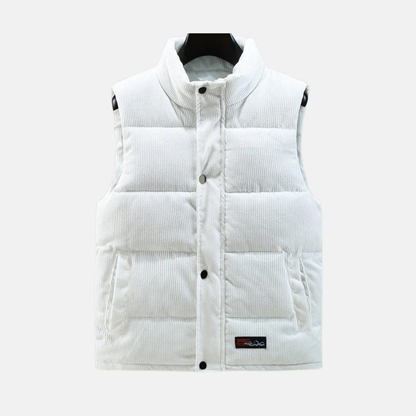 Gilet homme en velours côtelé coupe décontractée col montant