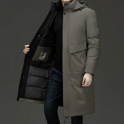 Parka longline homme chaud isolant à capuche