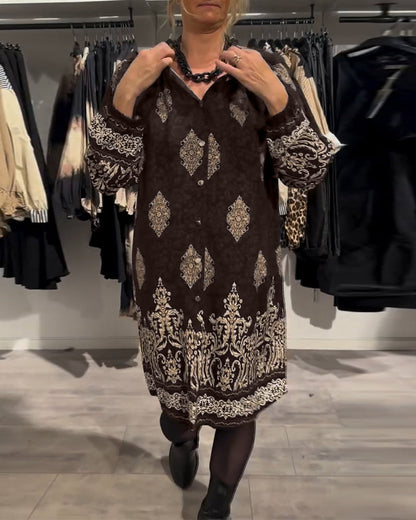 Chemisier élégant | Revers et boutonnage motif rétro