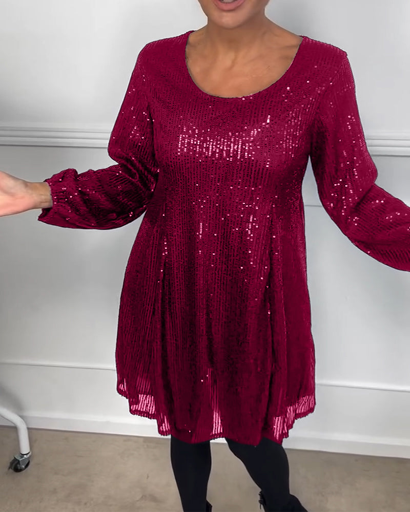Robe de soirée élégante à sequins coupe trapèze