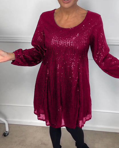 Robe de soirée élégante à sequins coupe trapèze
