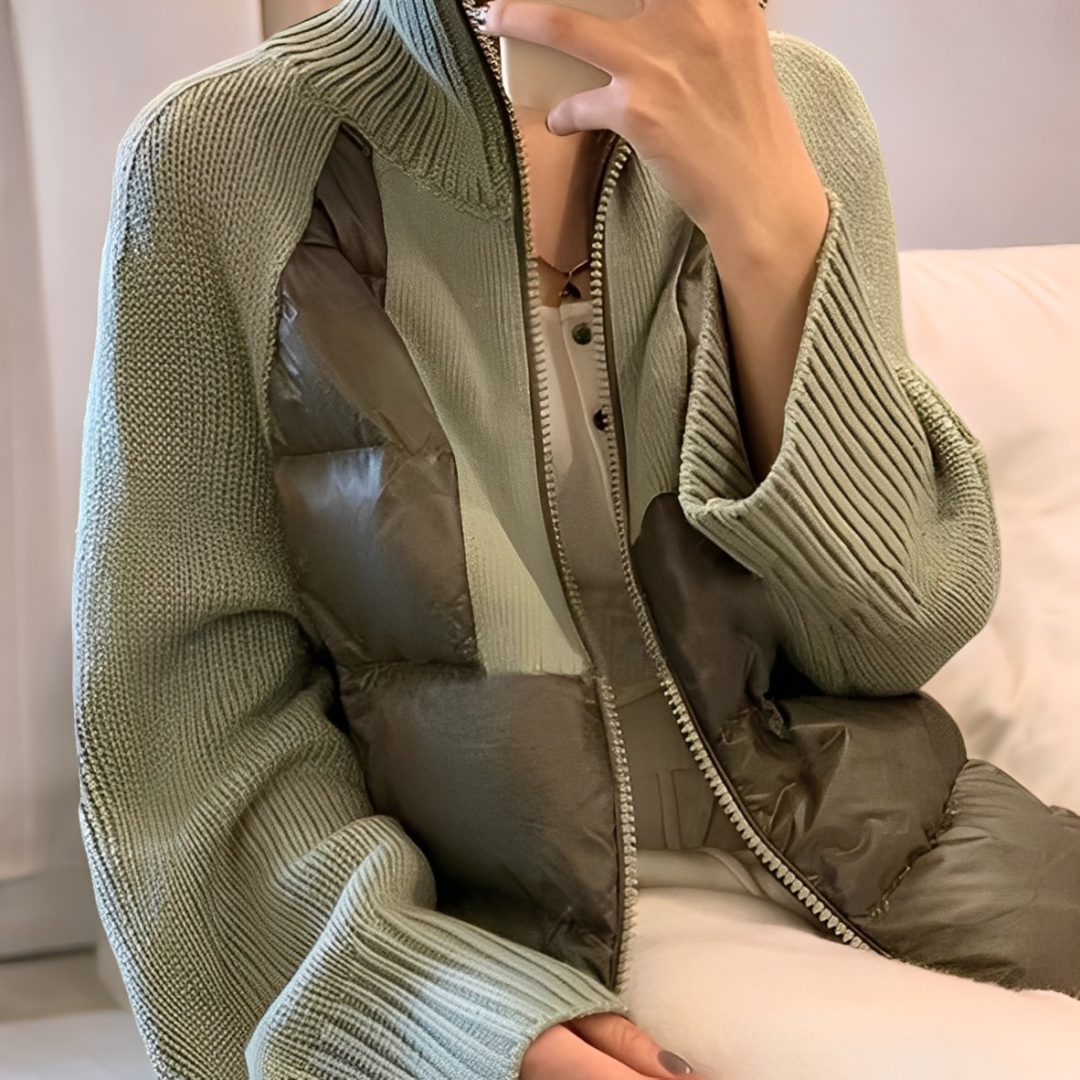 Damen Strickjacke Bequem Reißverschluss - IdealeKleiden
