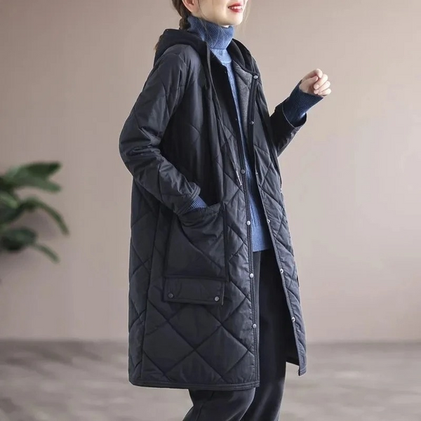 Manteau long élégant matelassé pour femme hiver
