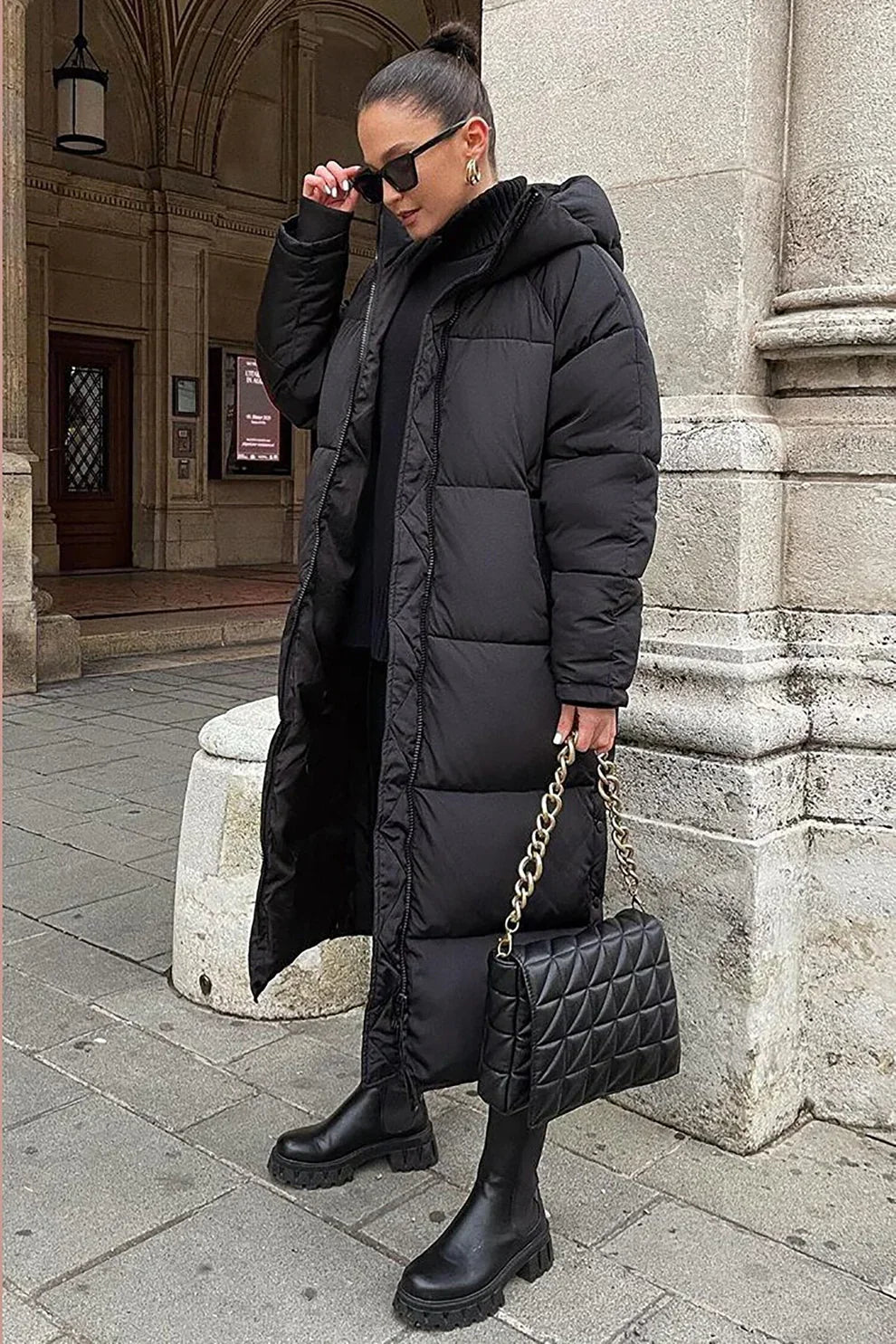 Doudoune longue d'hiver chaude pour femme