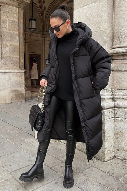 Warmes Frauen Winterkleid Lang Mantel - IdealeKleiden