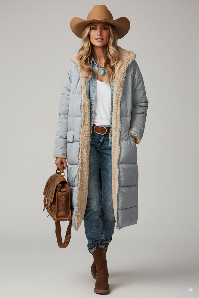 Parka d'hiver long pour femme doublé polaire chaud