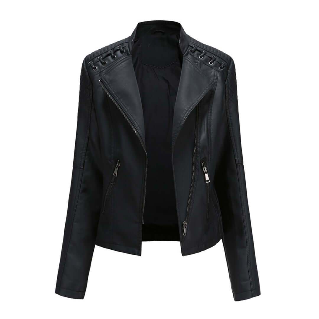 Veste en cuir femme style motard tendance