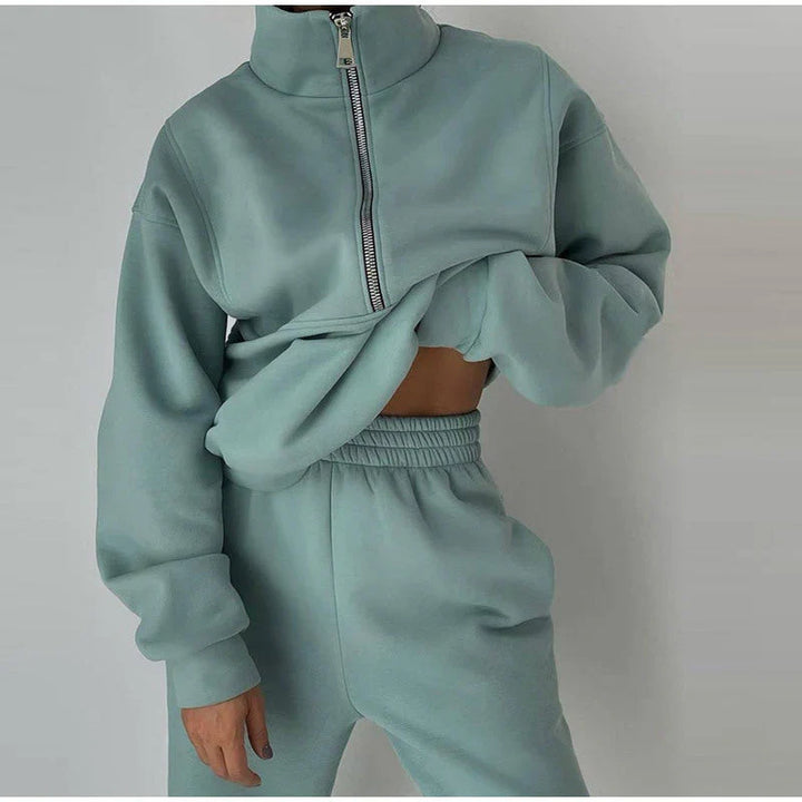 Survêtement de sport femme avec fermeture éclair, sweat-shirt et pantalon