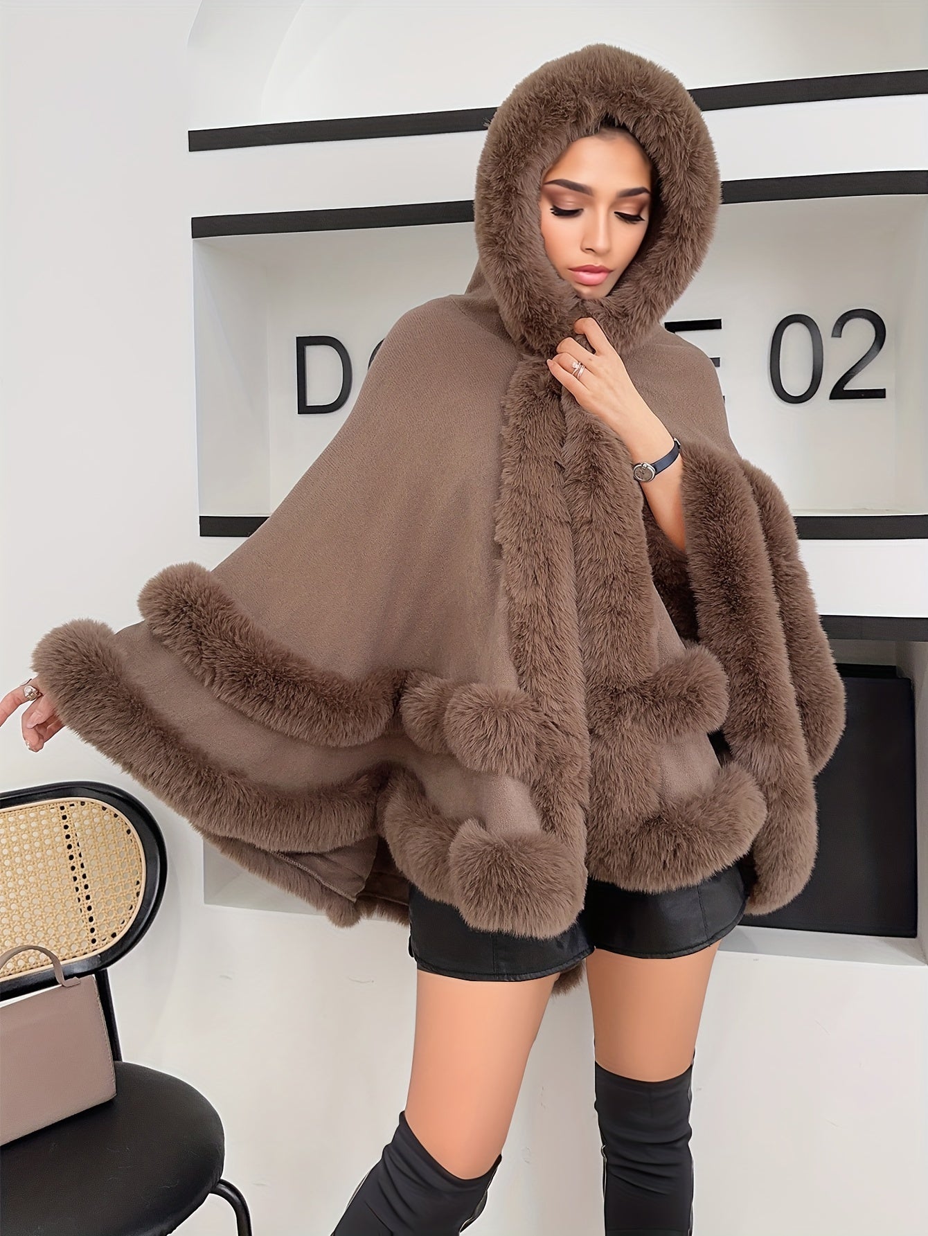 Veste ample pour femme en fausse fourrure