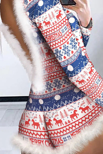 Robe de Noël à manches longues et dos nu pour femme