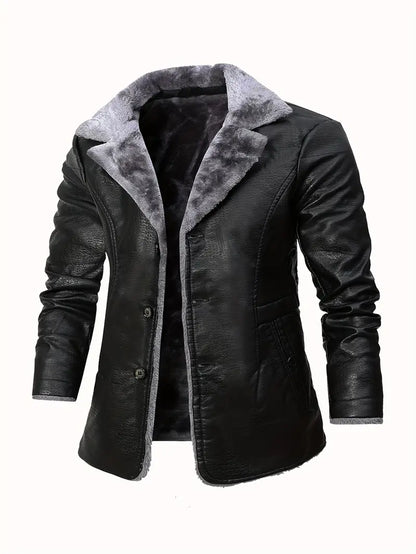 Blouson en cuir décontracté style motard pour homme