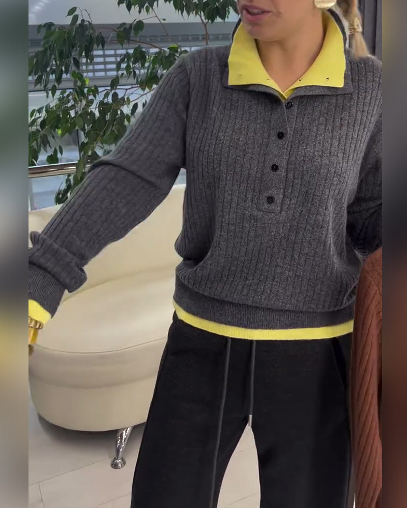 Wollkleid KontrastFarben Zweiteiler - IdealeKleiden