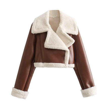 Veste élégante pour femme en polaire chaude type Teddy