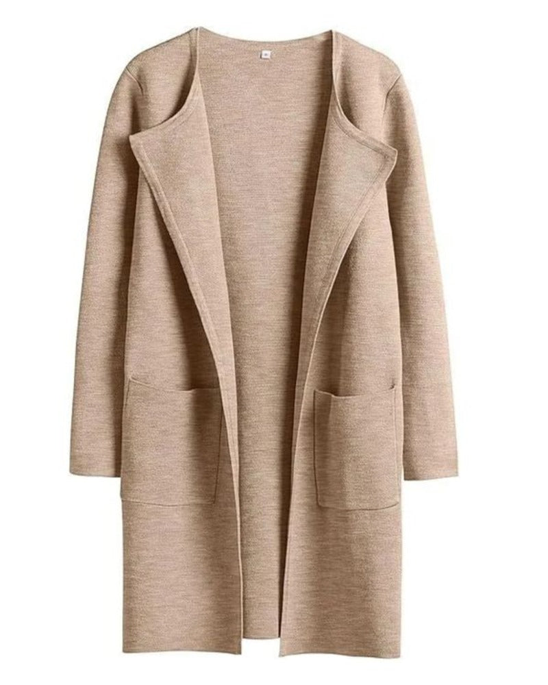 Élégant manteau classique à revers pour femme
