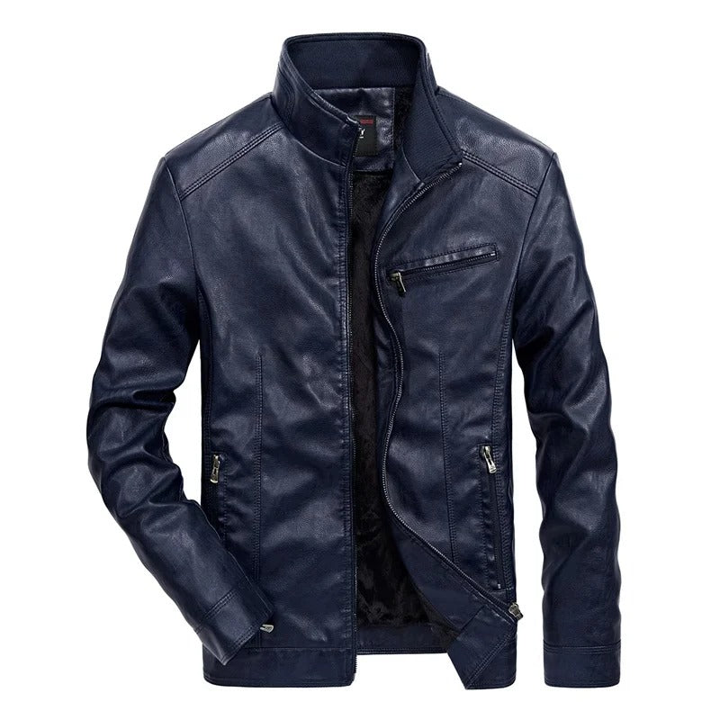 Blouson en cuir pour homme, fermeture éclair, modèle printemps