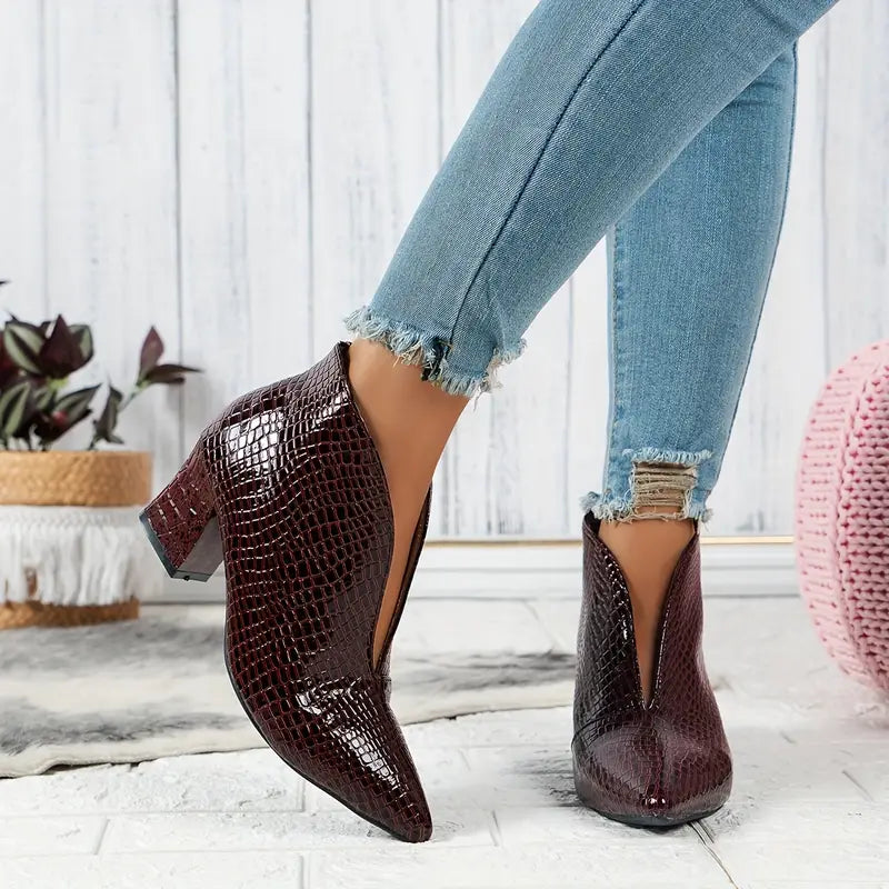 Bottines brillantes motif croco élégantes